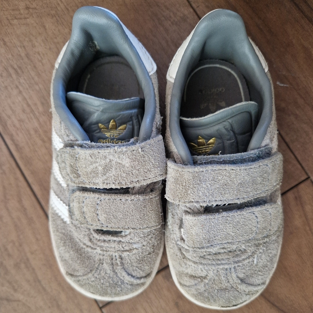Adidas Gray Velcro Sneakers with Reflective Details